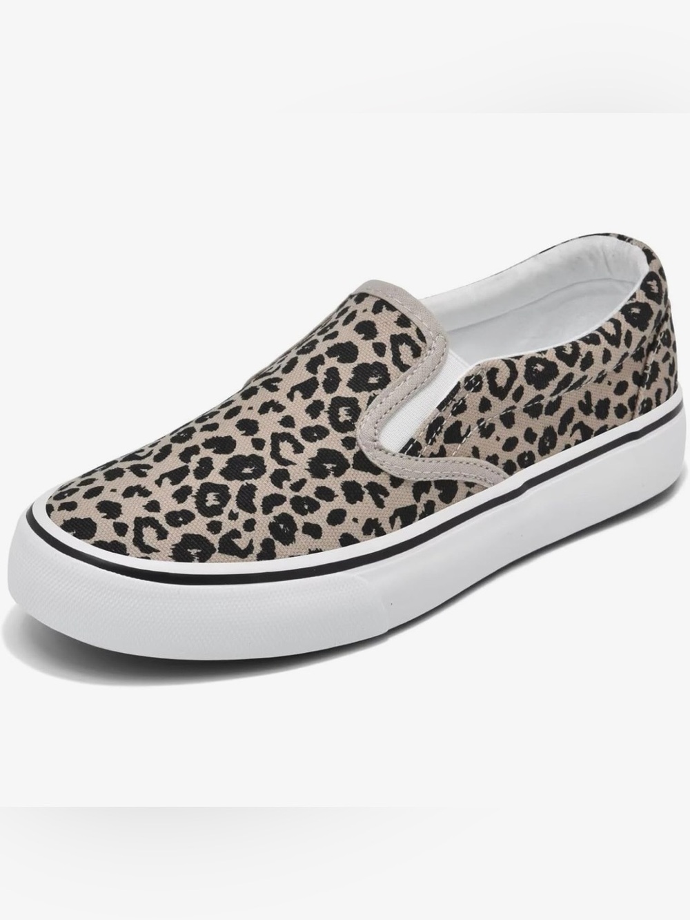Leopard Print Slip-On Sneakers for Women - Beige Black